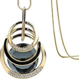 Triple Layer Pendant Necklace Long Statement Piece Boho